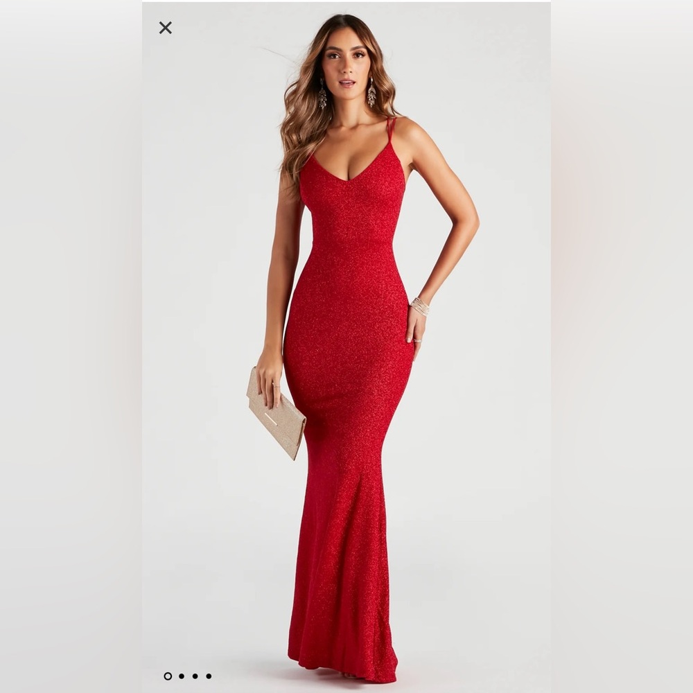 Backless formal red dress